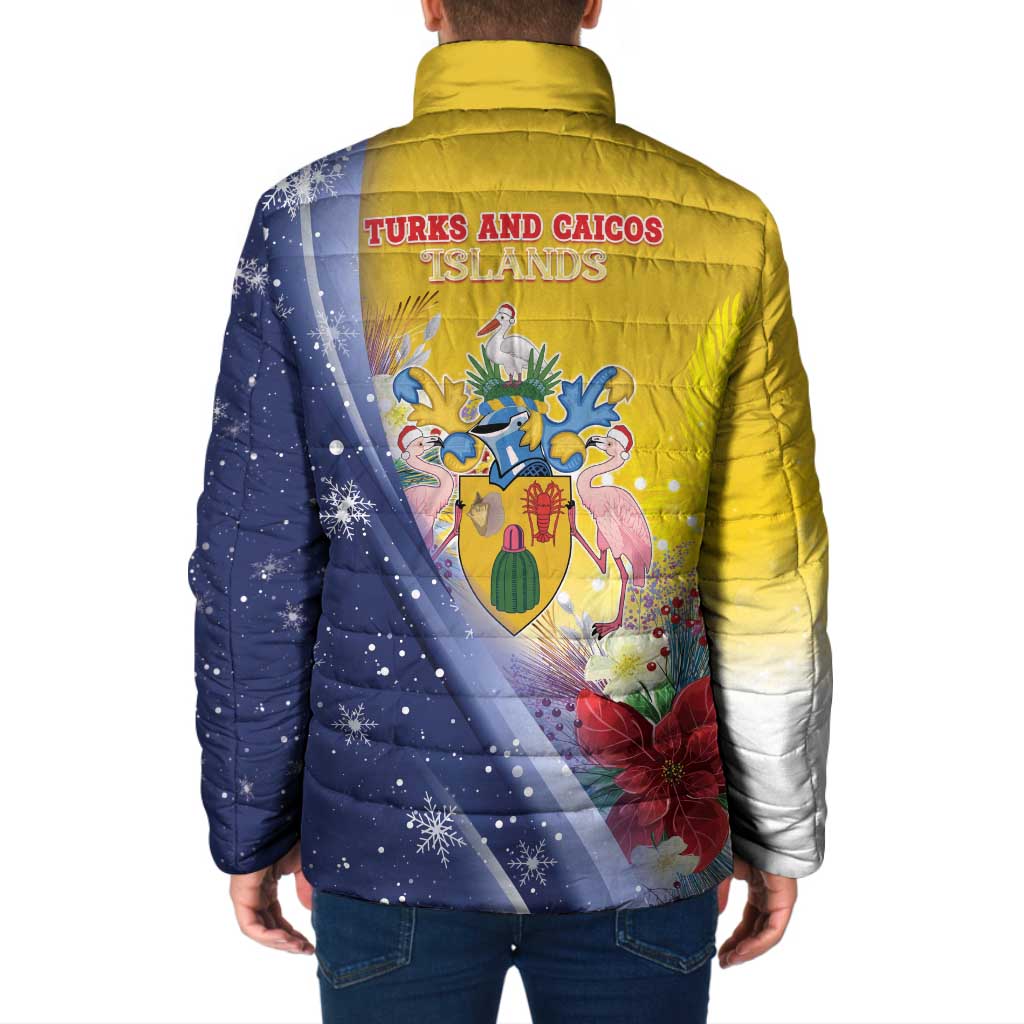 Turks And Caicos Islands Christmas Padded Jacket Coquette Bow With Coat Of Arms - Wonder Print Shop