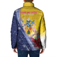 Turks And Caicos Islands Christmas Padded Jacket Coquette Bow With Coat Of Arms - Wonder Print Shop