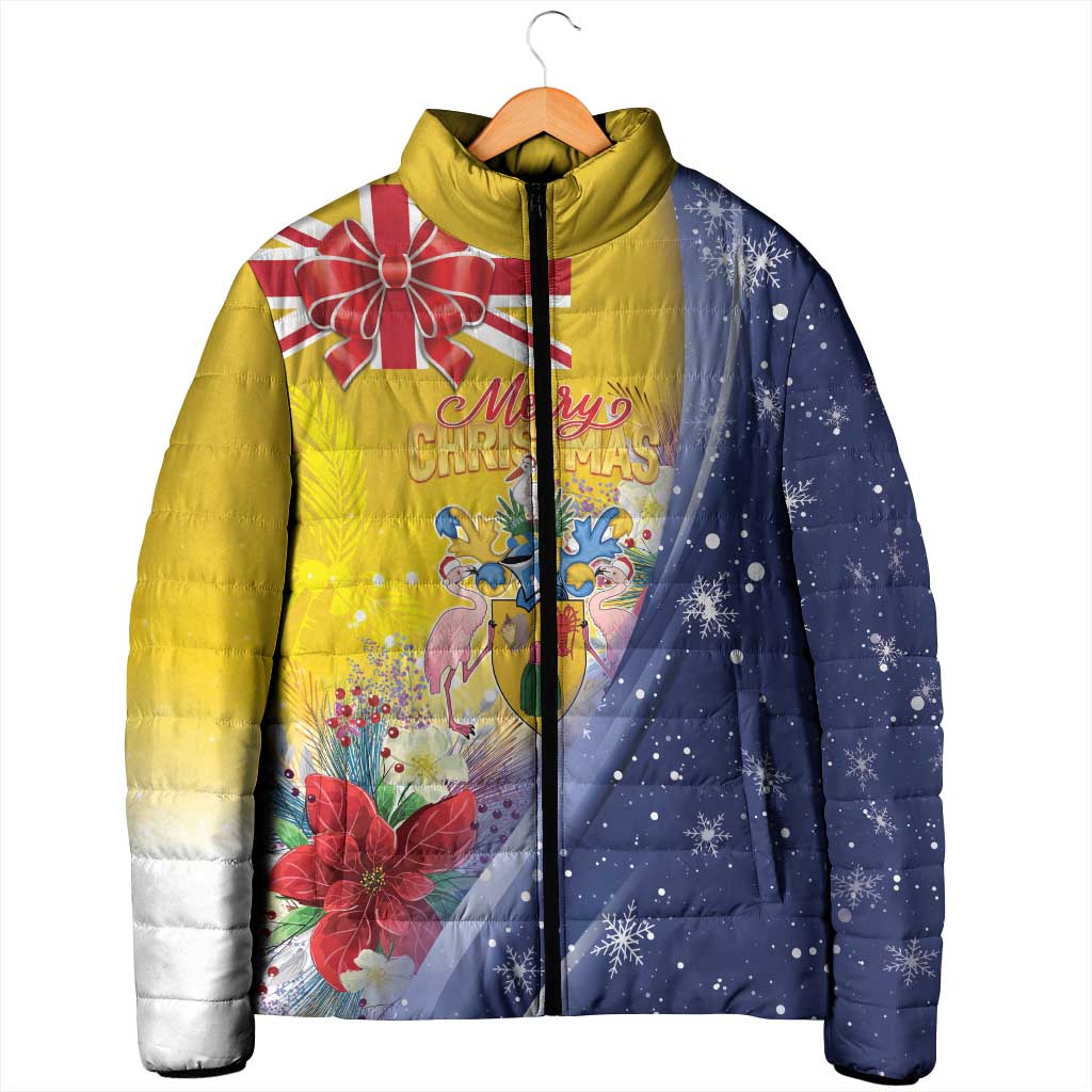 Turks And Caicos Islands Christmas Padded Jacket Coquette Bow With Coat Of Arms - Wonder Print Shop