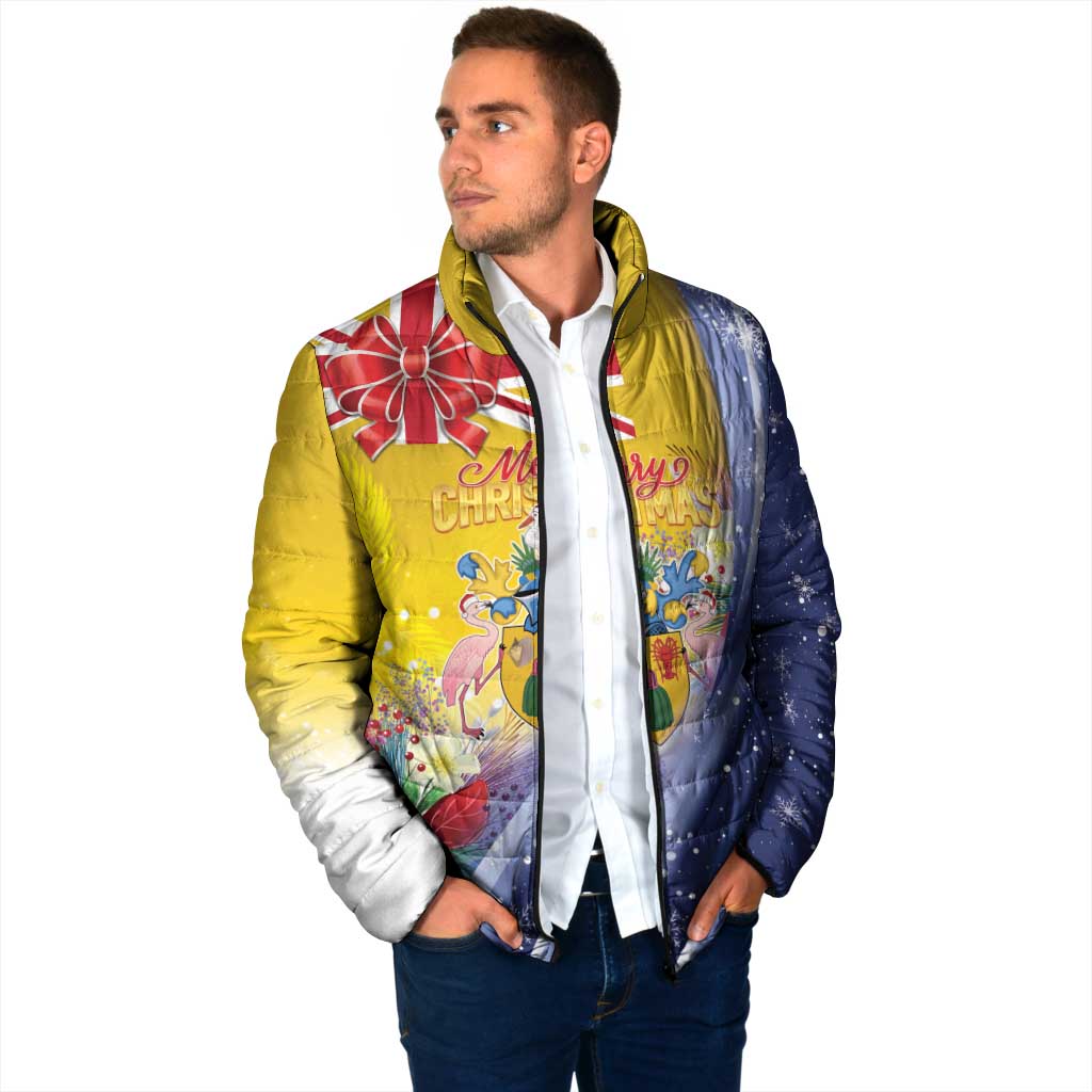 Turks And Caicos Islands Christmas Padded Jacket Coquette Bow With Coat Of Arms - Wonder Print Shop