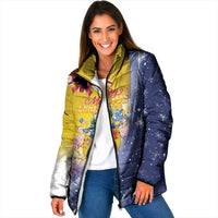 Turks And Caicos Islands Christmas Padded Jacket Coquette Bow With Coat Of Arms - Wonder Print Shop