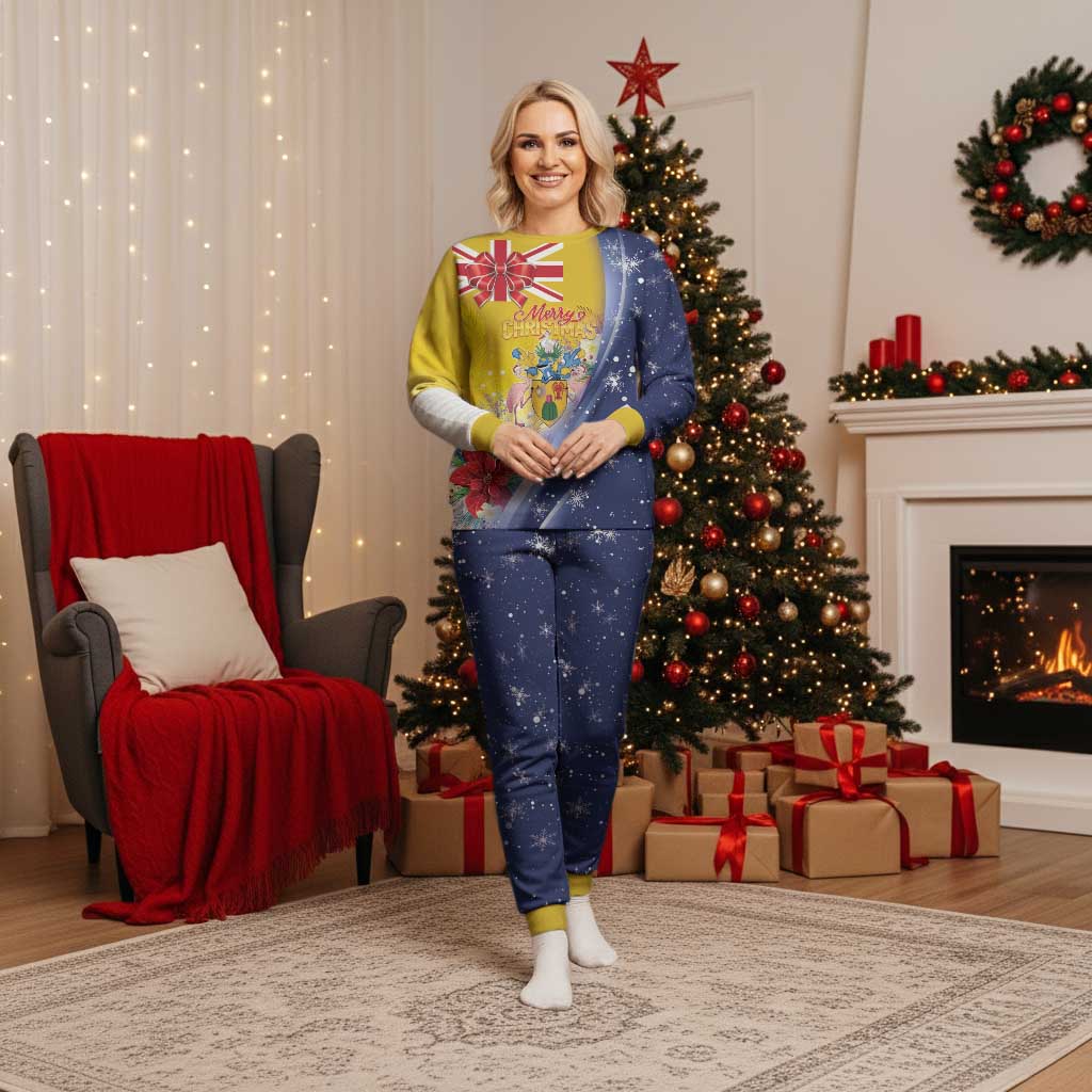 Turks And Caicos Islands Christmas Pajama Set Coquette Bow With Coat Of Arms - Wonder Print Shop