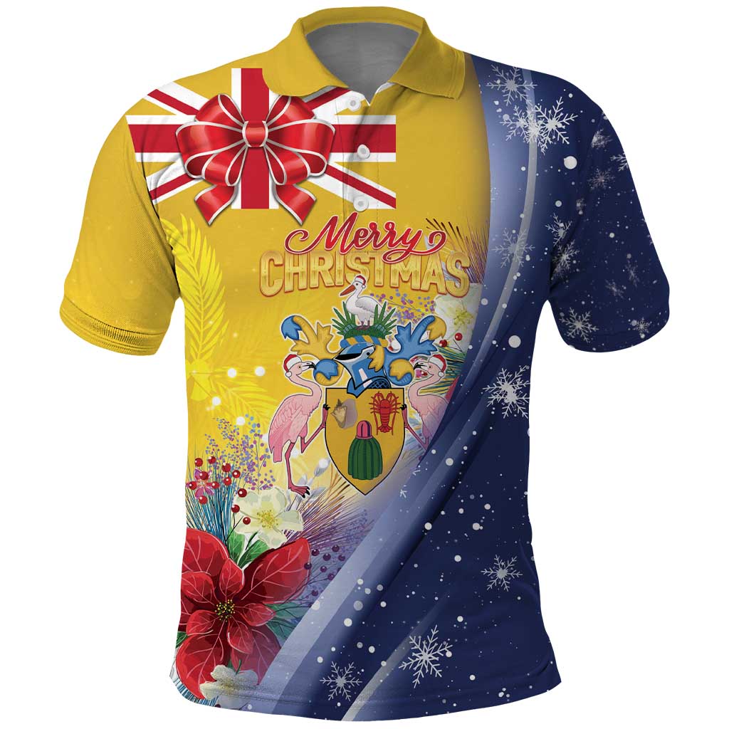 Turks And Caicos Islands Christmas Polo Shirt Coquette Bow With Coat Of Arms - Wonder Print Shop