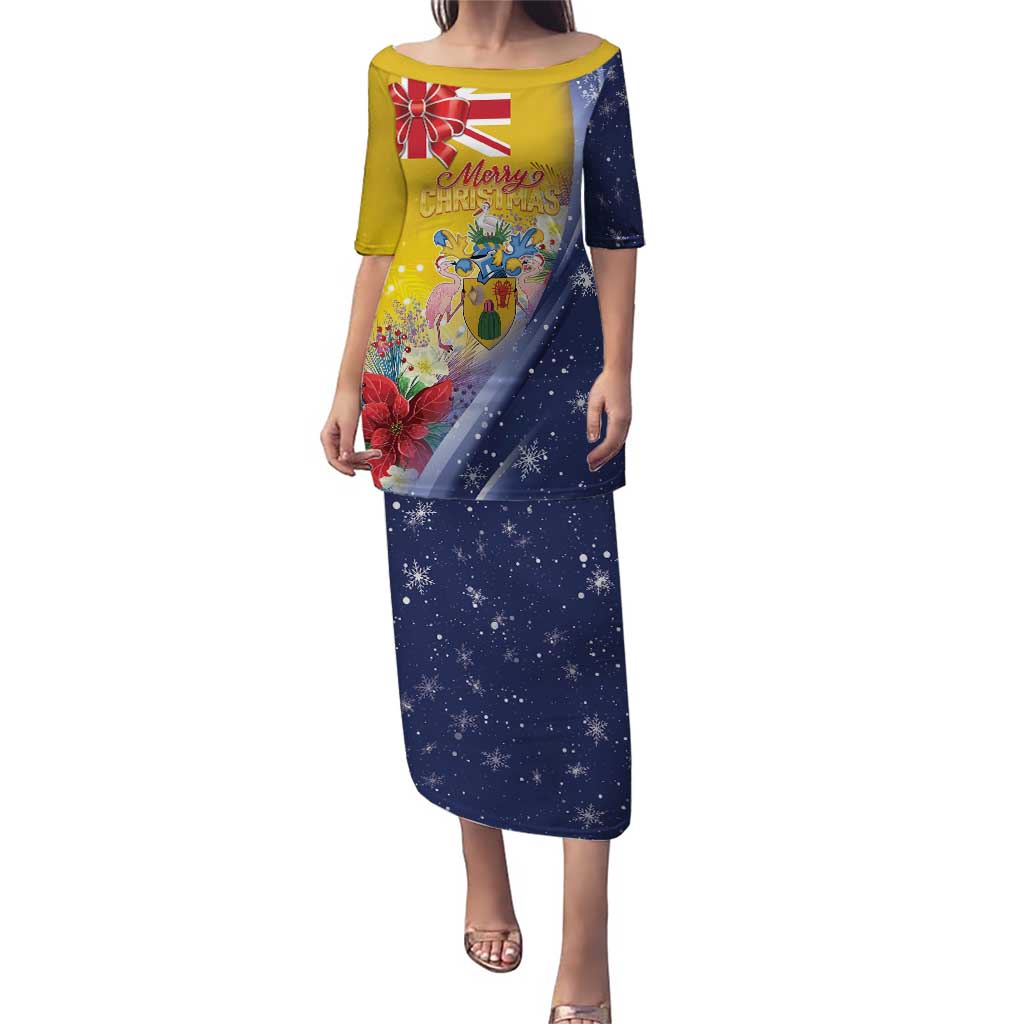 Turks And Caicos Islands Christmas Puletasi Coquette Bow With Coat Of Arms - Wonder Print Shop