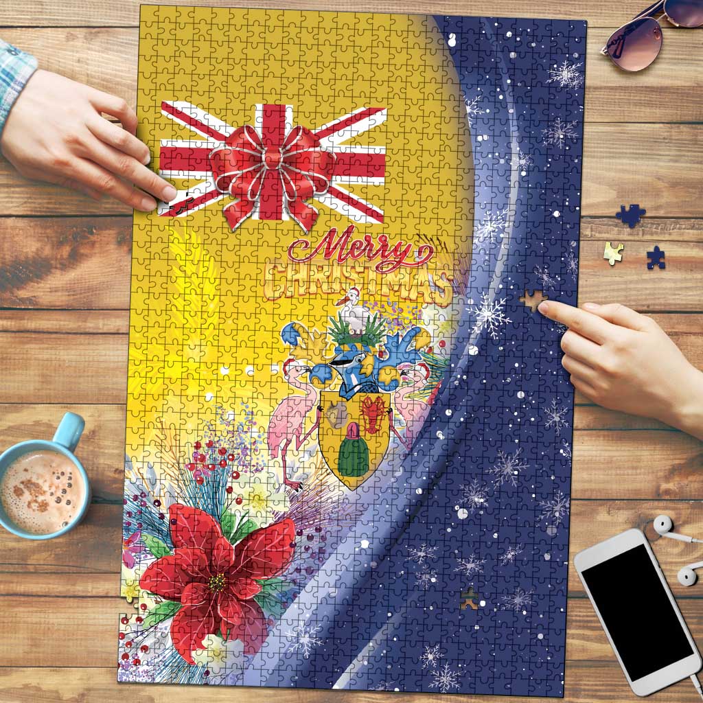 Turks And Caicos Islands Christmas Puzzle Coquette Bow With Coat Of Arms - Wonder Print Shop