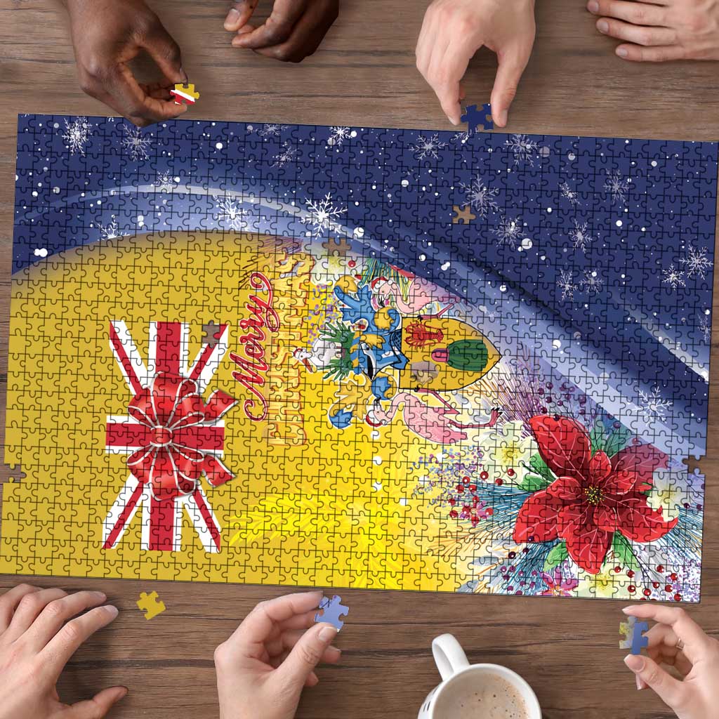 Turks And Caicos Islands Christmas Puzzle Coquette Bow With Coat Of Arms - Wonder Print Shop