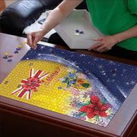 Turks And Caicos Islands Christmas Puzzle Coquette Bow With Coat Of Arms - Wonder Print Shop