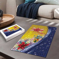 Turks And Caicos Islands Christmas Puzzle Coquette Bow With Coat Of Arms - Wonder Print Shop