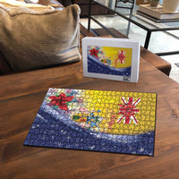 Turks And Caicos Islands Christmas Puzzle Coquette Bow With Coat Of Arms - Wonder Print Shop