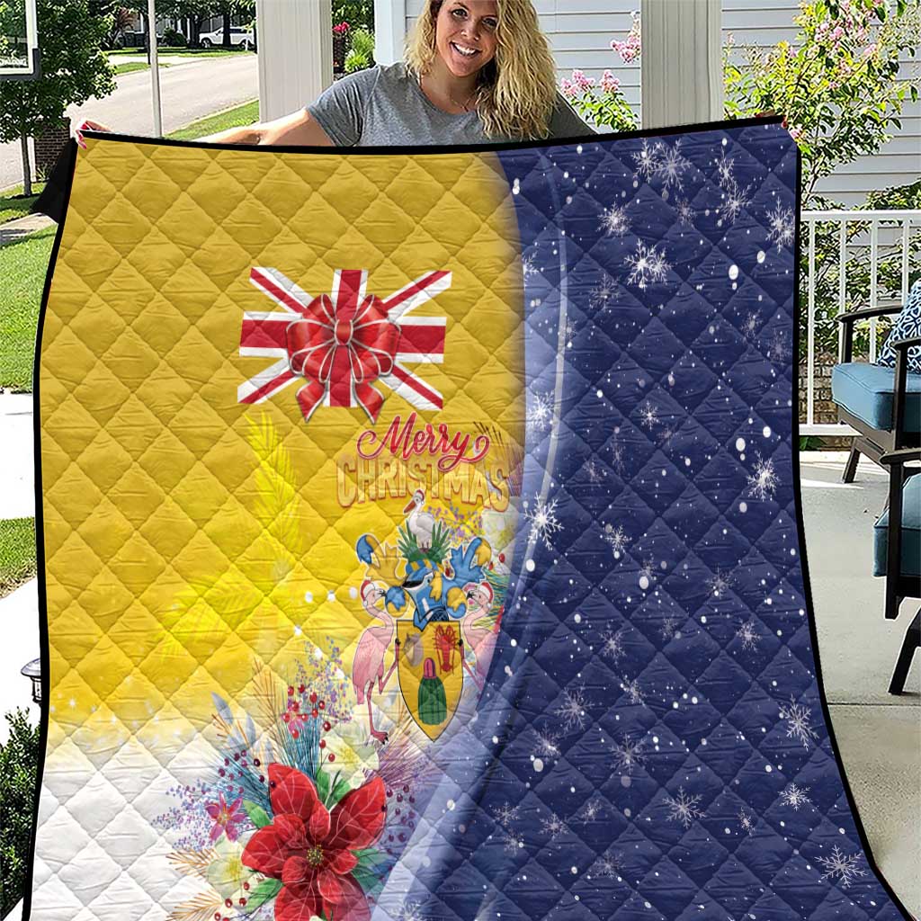 Turks And Caicos Islands Christmas Quilt Coquette Bow With Coat Of Arms - Wonder Print Shop