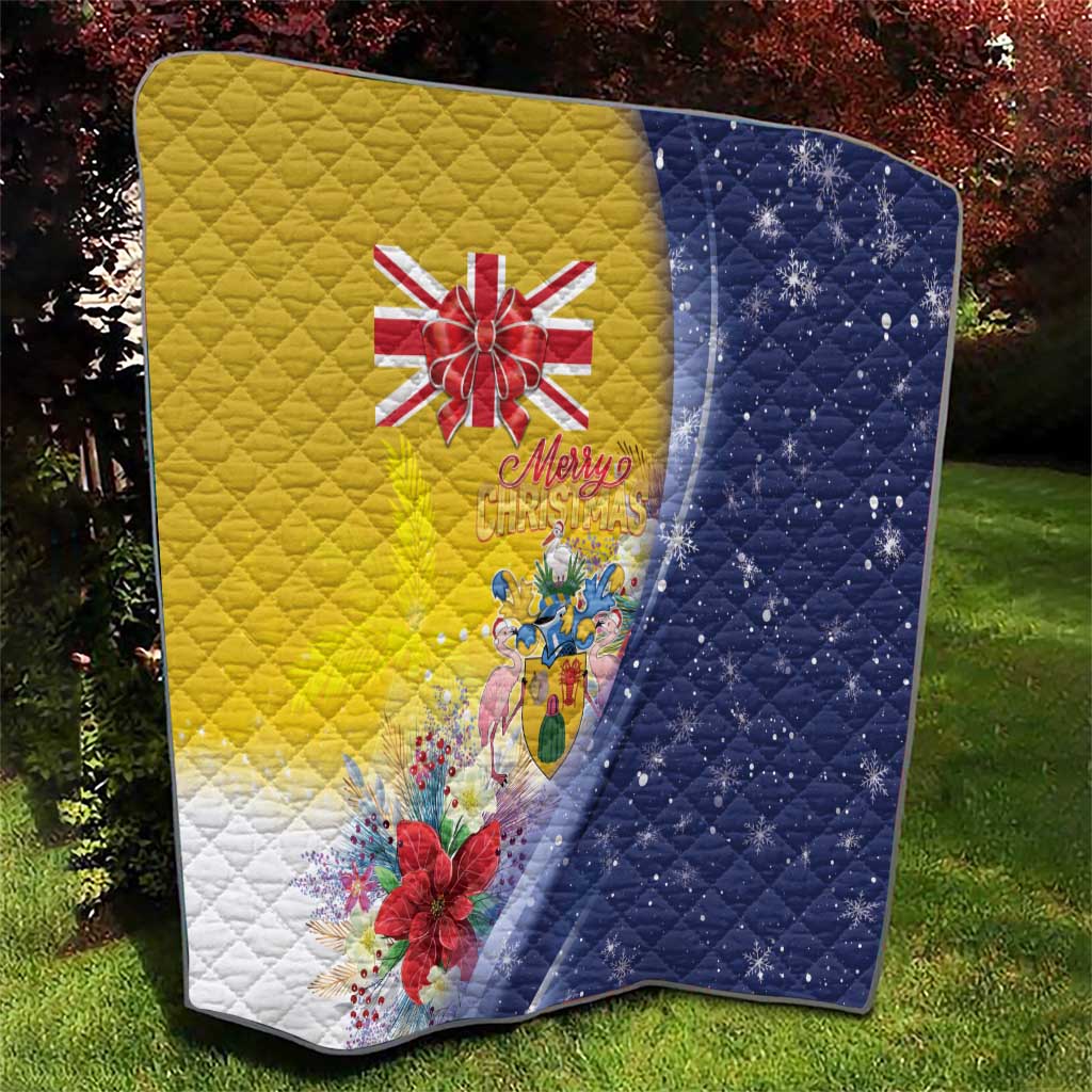 Turks And Caicos Islands Christmas Quilt Coquette Bow With Coat Of Arms - Wonder Print Shop