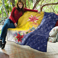 Turks And Caicos Islands Christmas Quilt Coquette Bow With Coat Of Arms - Wonder Print Shop