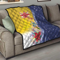 Turks And Caicos Islands Christmas Quilt Coquette Bow With Coat Of Arms - Wonder Print Shop