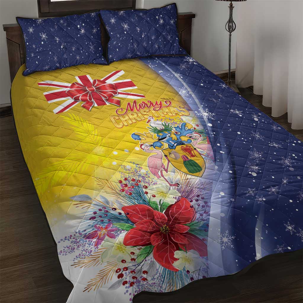 Turks And Caicos Islands Christmas Quilt Bed Set Coquette Bow With Coat Of Arms - Wonder Print Shop