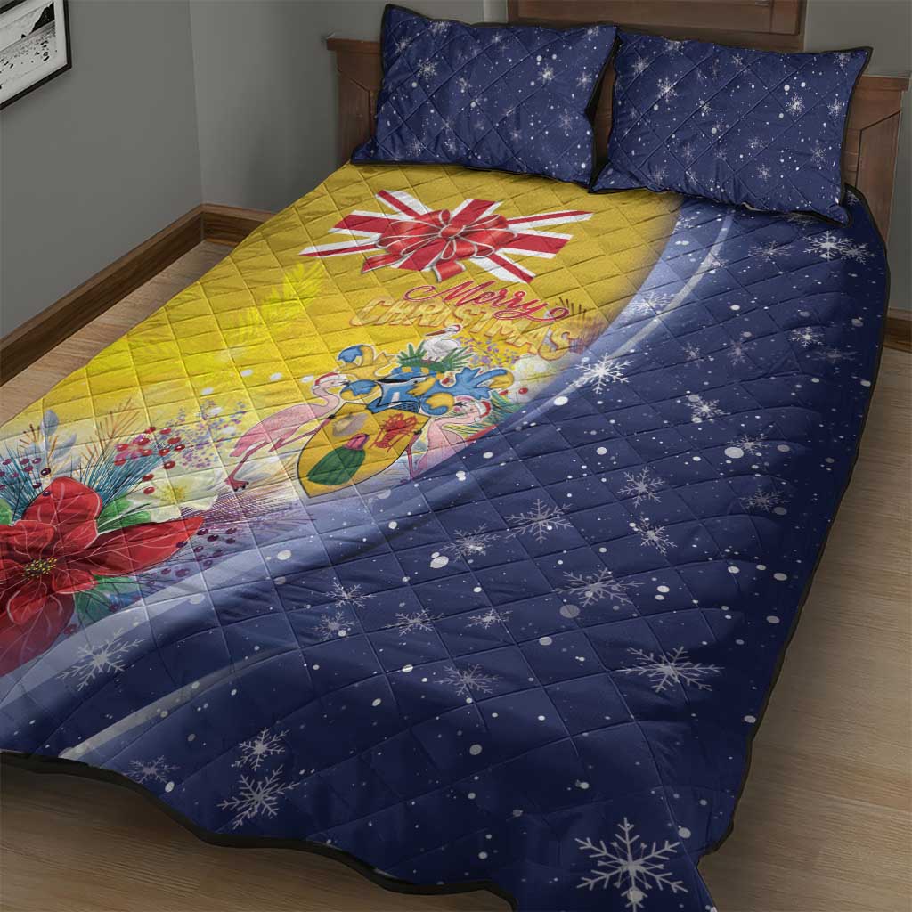 Turks And Caicos Islands Christmas Quilt Bed Set Coquette Bow With Coat Of Arms - Wonder Print Shop