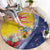 Turks And Caicos Islands Christmas Round Carpet Coquette Bow With Coat Of Arms - Wonder Print Shop