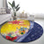 Turks And Caicos Islands Christmas Round Carpet Coquette Bow With Coat Of Arms - Wonder Print Shop