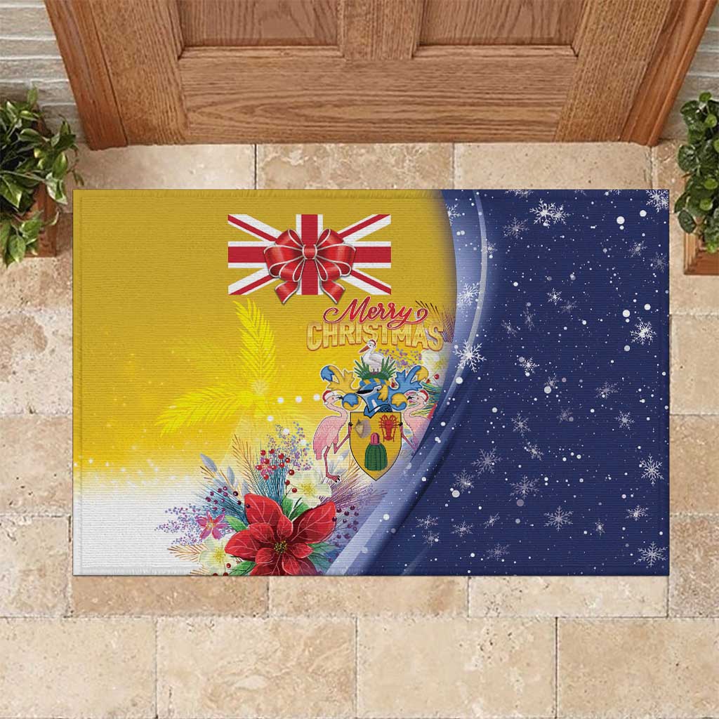 Turks And Caicos Islands Christmas Rubber Doormat Coquette Bow With Coat Of Arms - Wonder Print Shop