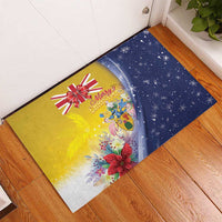 Turks And Caicos Islands Christmas Rubber Doormat Coquette Bow With Coat Of Arms - Wonder Print Shop