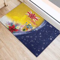 Turks And Caicos Islands Christmas Rubber Doormat Coquette Bow With Coat Of Arms - Wonder Print Shop
