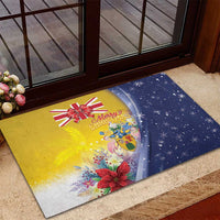 Turks And Caicos Islands Christmas Rubber Doormat Coquette Bow With Coat Of Arms - Wonder Print Shop