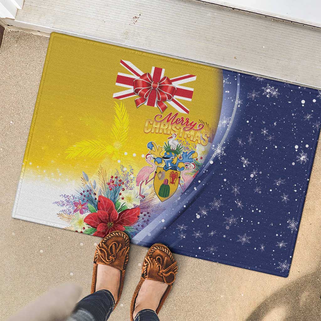 Turks And Caicos Islands Christmas Rubber Doormat Coquette Bow With Coat Of Arms - Wonder Print Shop