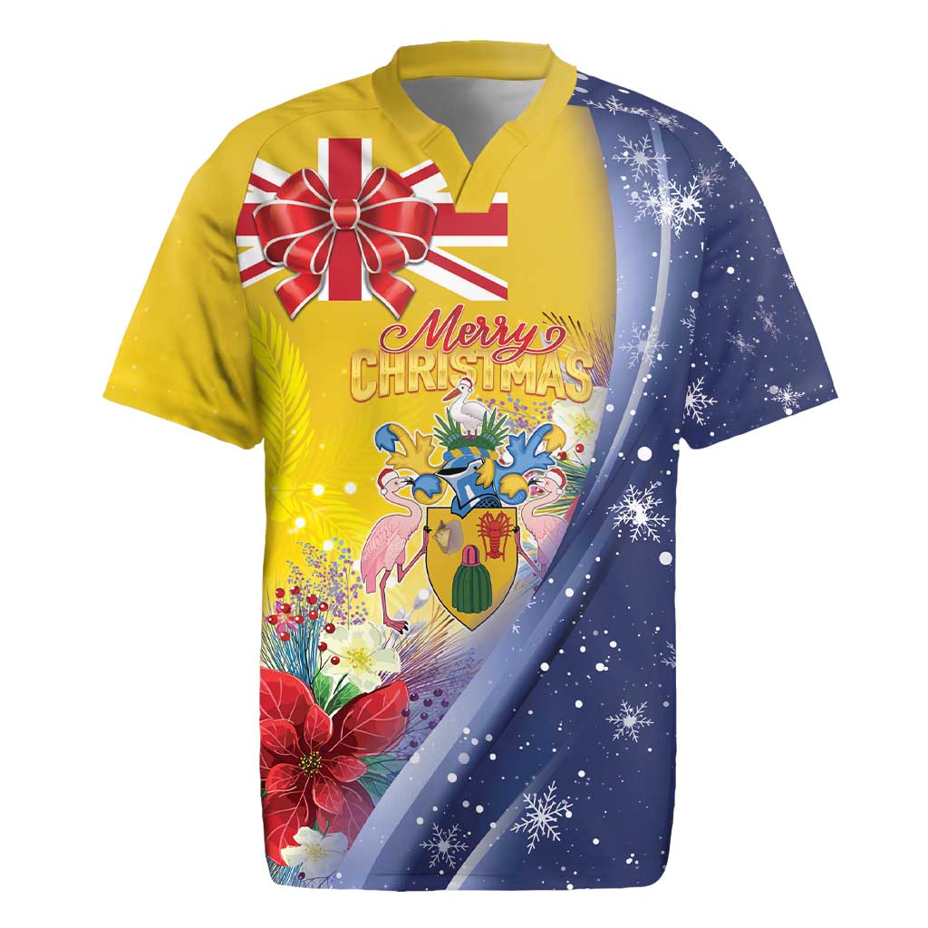 Turks And Caicos Islands Christmas Rugby Jersey Coquette Bow With Coat Of Arms - Wonder Print Shop