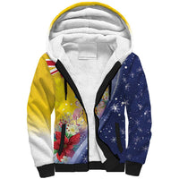 Turks And Caicos Islands Christmas Sherpa Hoodie Coquette Bow With Coat Of Arms - Wonder Print Shop