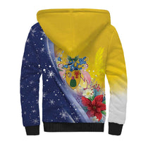 Turks And Caicos Islands Christmas Sherpa Hoodie Coquette Bow With Coat Of Arms - Wonder Print Shop