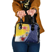 Turks And Caicos Islands Christmas Shoulder Handbag Coquette Bow With Coat Of Arms - Wonder Print Shop