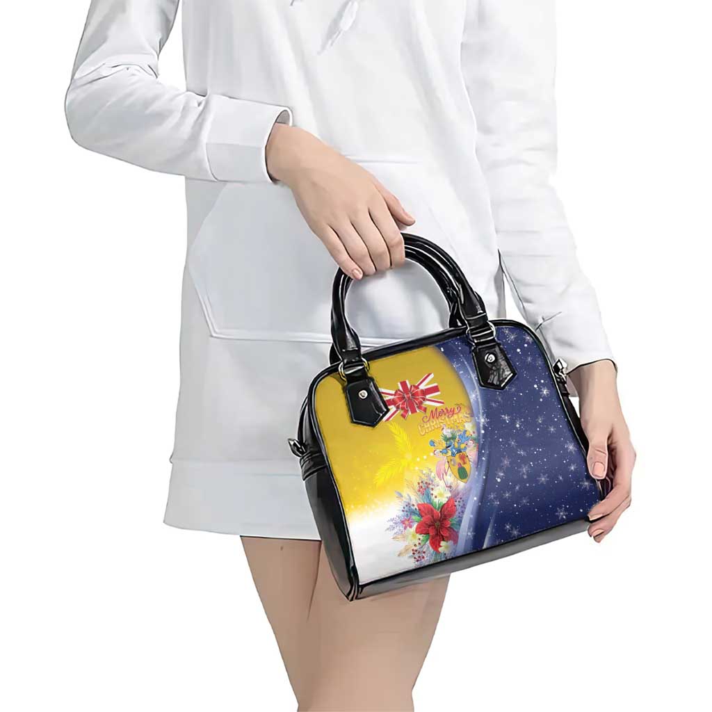 Turks And Caicos Islands Christmas Shoulder Handbag Coquette Bow With Coat Of Arms - Wonder Print Shop