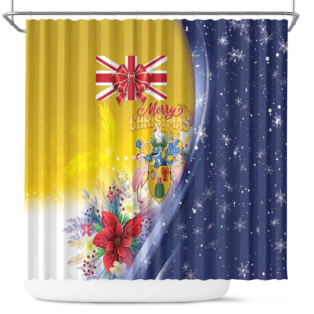 Turks And Caicos Islands Christmas Shower Curtain Coquette Bow With Coat Of Arms - Wonder Print Shop