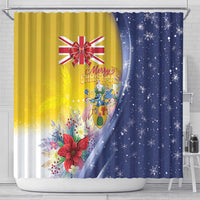 Turks And Caicos Islands Christmas Shower Curtain Coquette Bow With Coat Of Arms - Wonder Print Shop