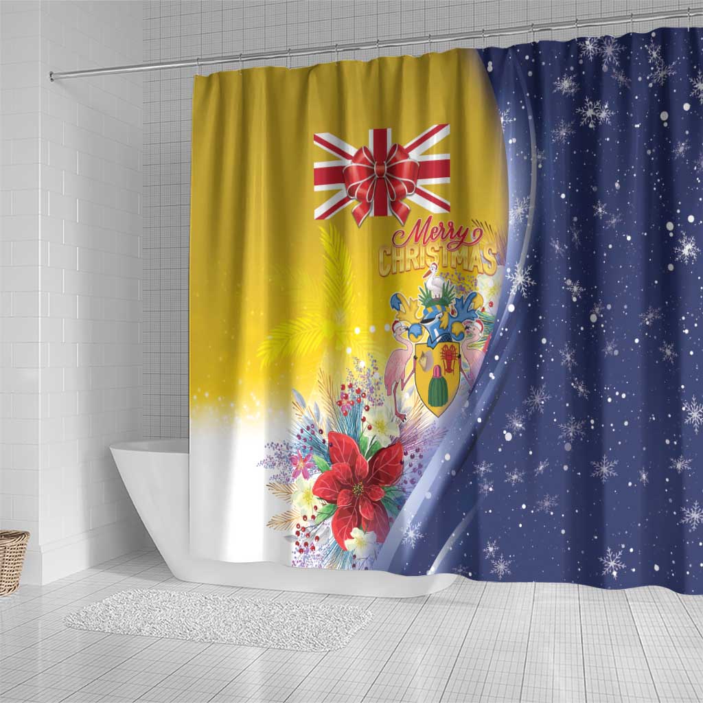 Turks And Caicos Islands Christmas Shower Curtain Coquette Bow With Coat Of Arms - Wonder Print Shop
