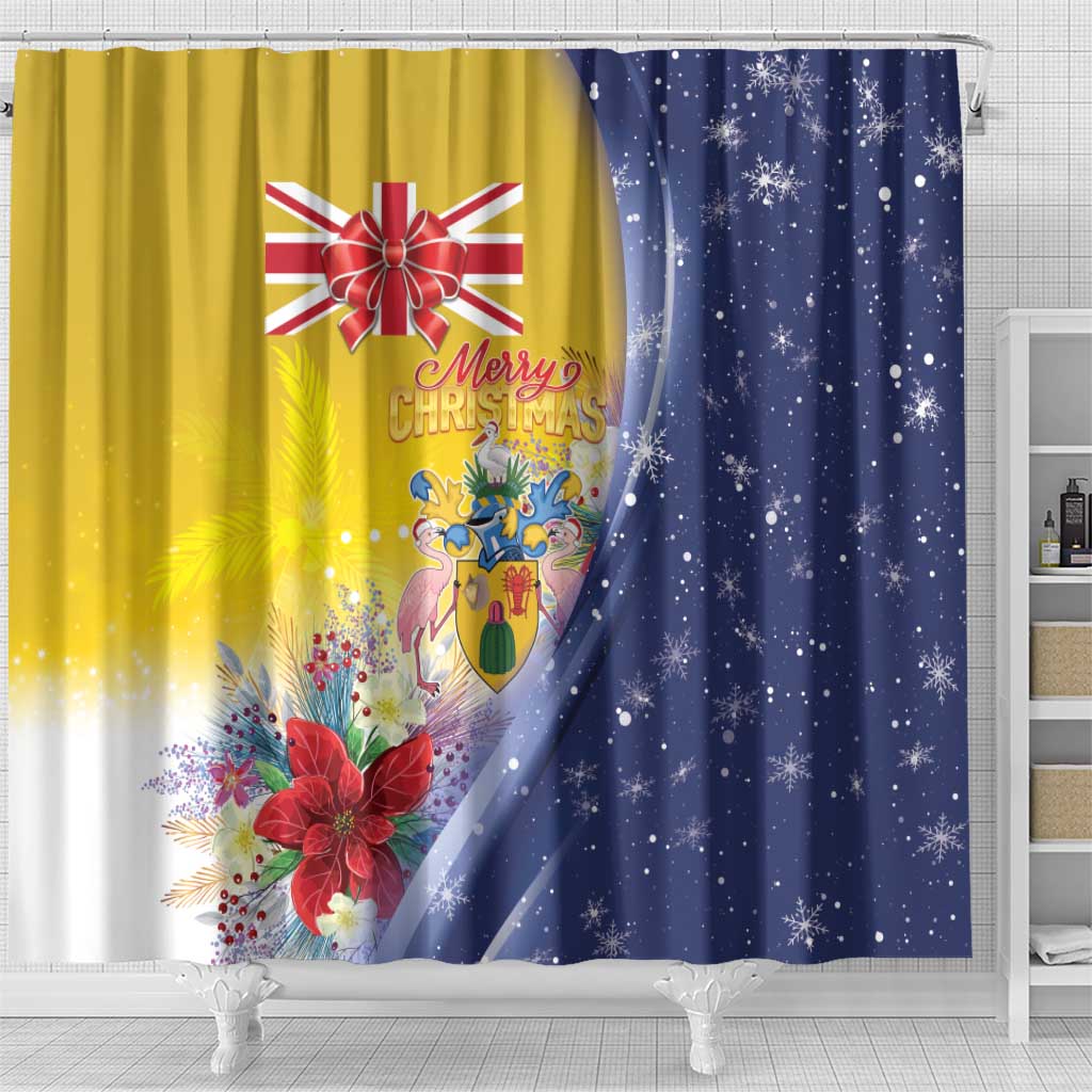 Turks And Caicos Islands Christmas Shower Curtain Coquette Bow With Coat Of Arms - Wonder Print Shop