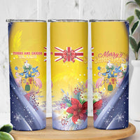 Turks And Caicos Islands Christmas Skinny Tumbler Coquette Bow With Coat Of Arms - Wonder Print Shop