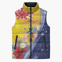 Turks And Caicos Islands Christmas Sleeveless Puffer Jacket Coquette Bow With Coat Of Arms - Wonder Print Shop