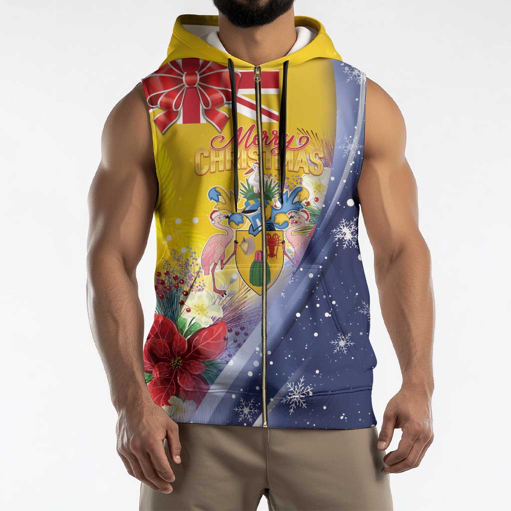 Turks And Caicos Islands Christmas Sleeveless Zip Hoodie Coquette Bow With Coat Of Arms - Wonder Print Shop