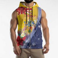 Turks And Caicos Islands Christmas Sleeveless Zip Hoodie Coquette Bow With Coat Of Arms - Wonder Print Shop