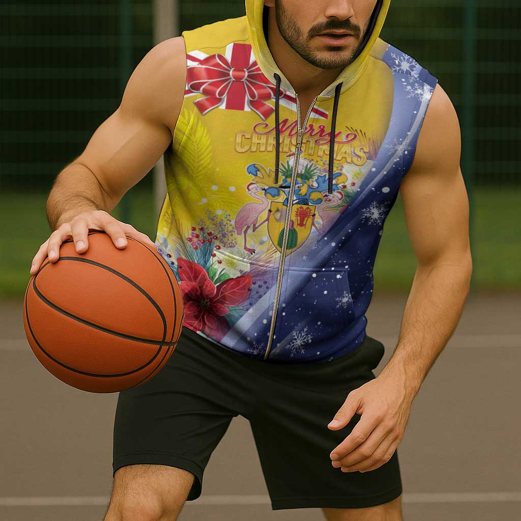 Turks And Caicos Islands Christmas Sleeveless Zip Hoodie Coquette Bow With Coat Of Arms - Wonder Print Shop