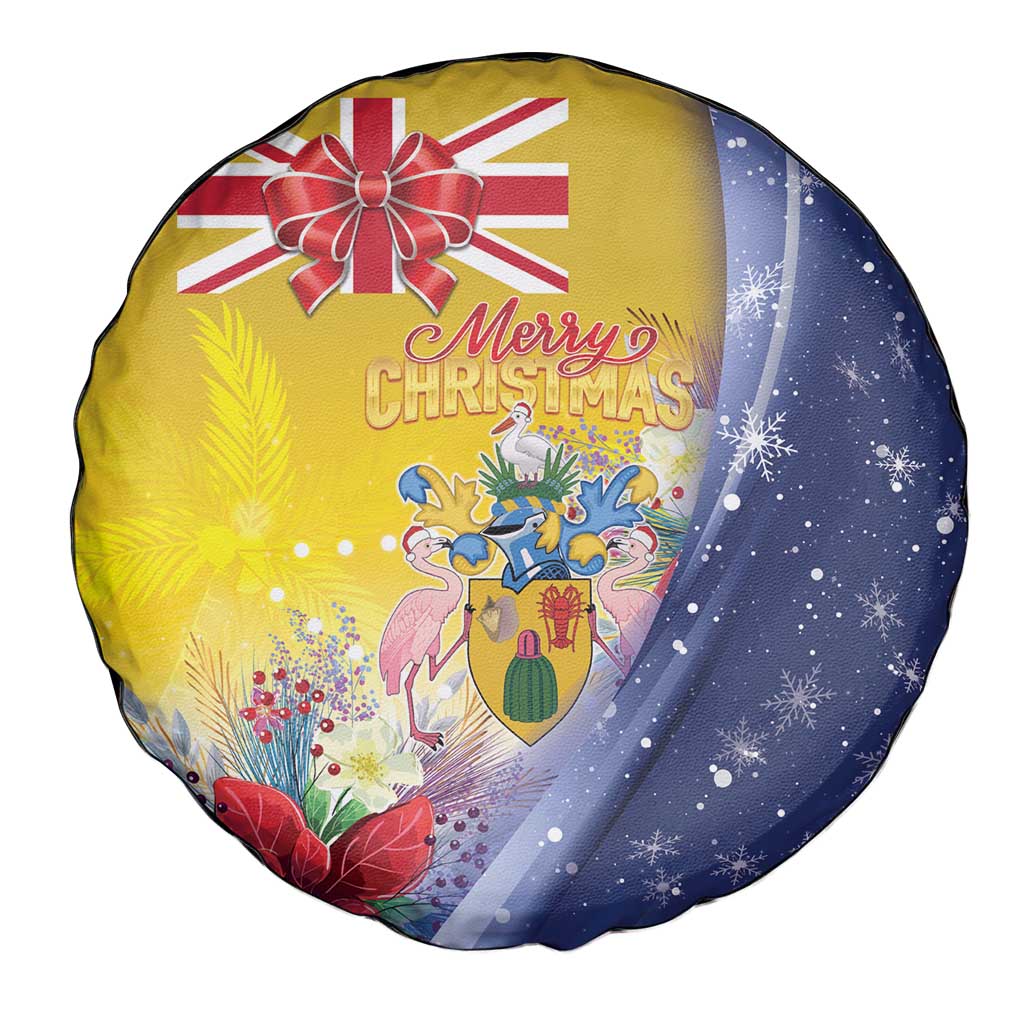 Turks And Caicos Islands Christmas Spare Tire Cover Coquette Bow With Coat Of Arms - Wonder Print Shop