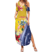 Turks And Caicos Islands Christmas Summer Maxi Dress Coquette Bow With Coat Of Arms - Wonder Print Shop