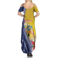 Turks And Caicos Islands Christmas Summer Maxi Dress Coquette Bow With Coat Of Arms - Wonder Print Shop