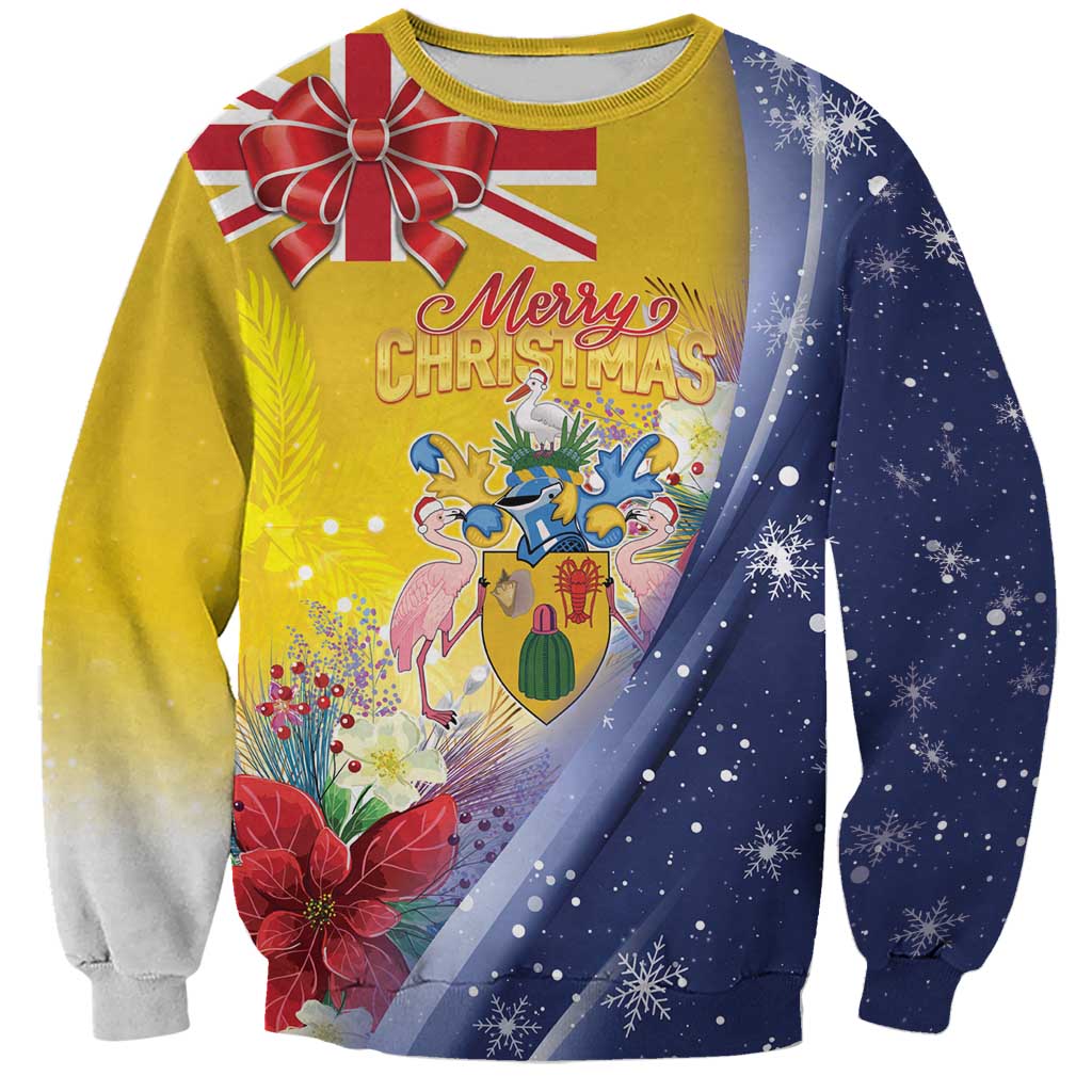 Turks And Caicos Islands Christmas Sweatshirt Coquette Bow With Coat Of Arms - Wonder Print Shop
