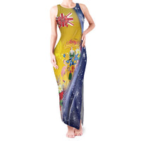 Turks And Caicos Islands Christmas Tank Maxi Dress Coquette Bow With Coat Of Arms - Wonder Print Shop