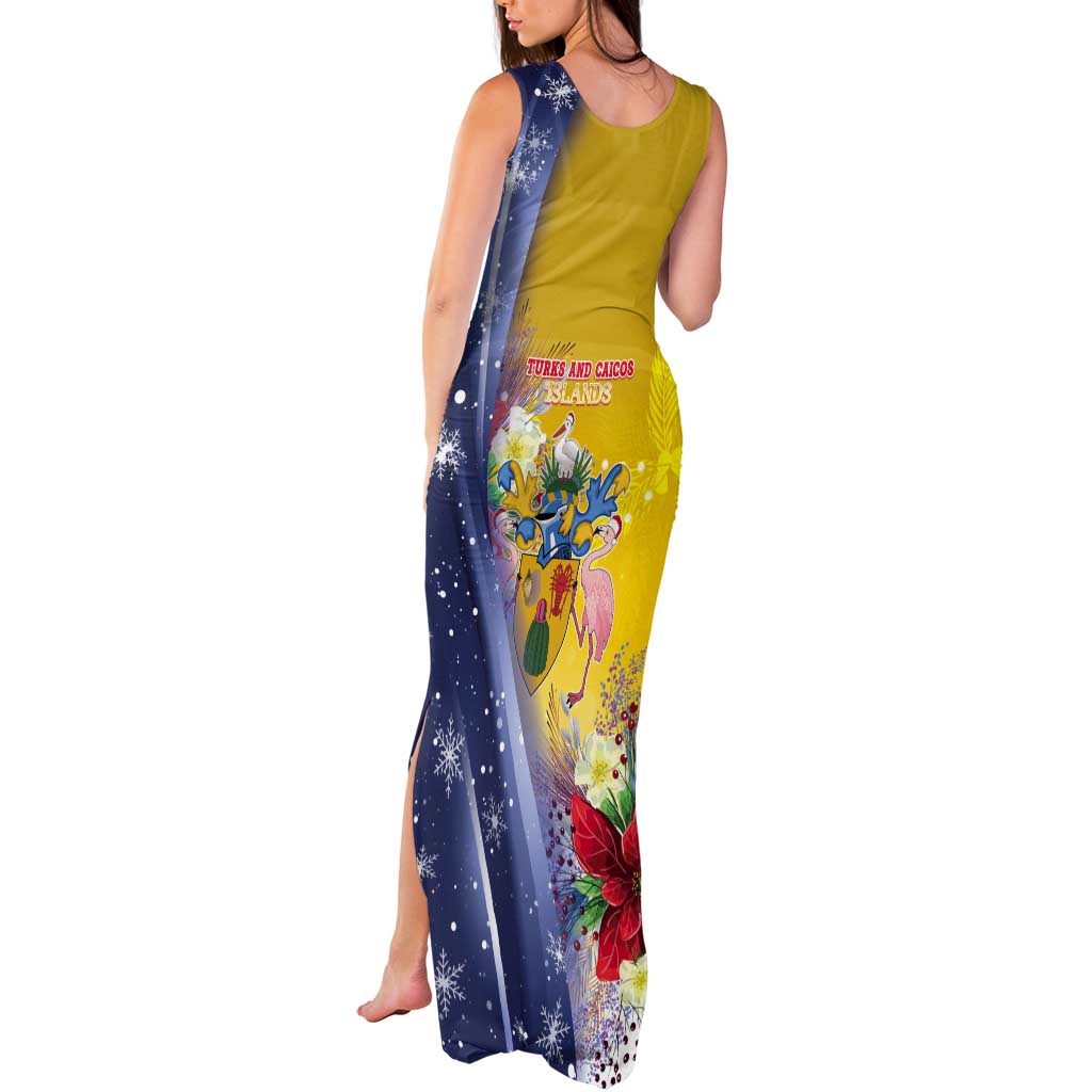 Turks And Caicos Islands Christmas Tank Maxi Dress Coquette Bow With Coat Of Arms - Wonder Print Shop