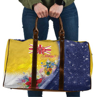 Turks And Caicos Islands Christmas Travel Bag Coquette Bow With Coat Of Arms - Wonder Print Shop