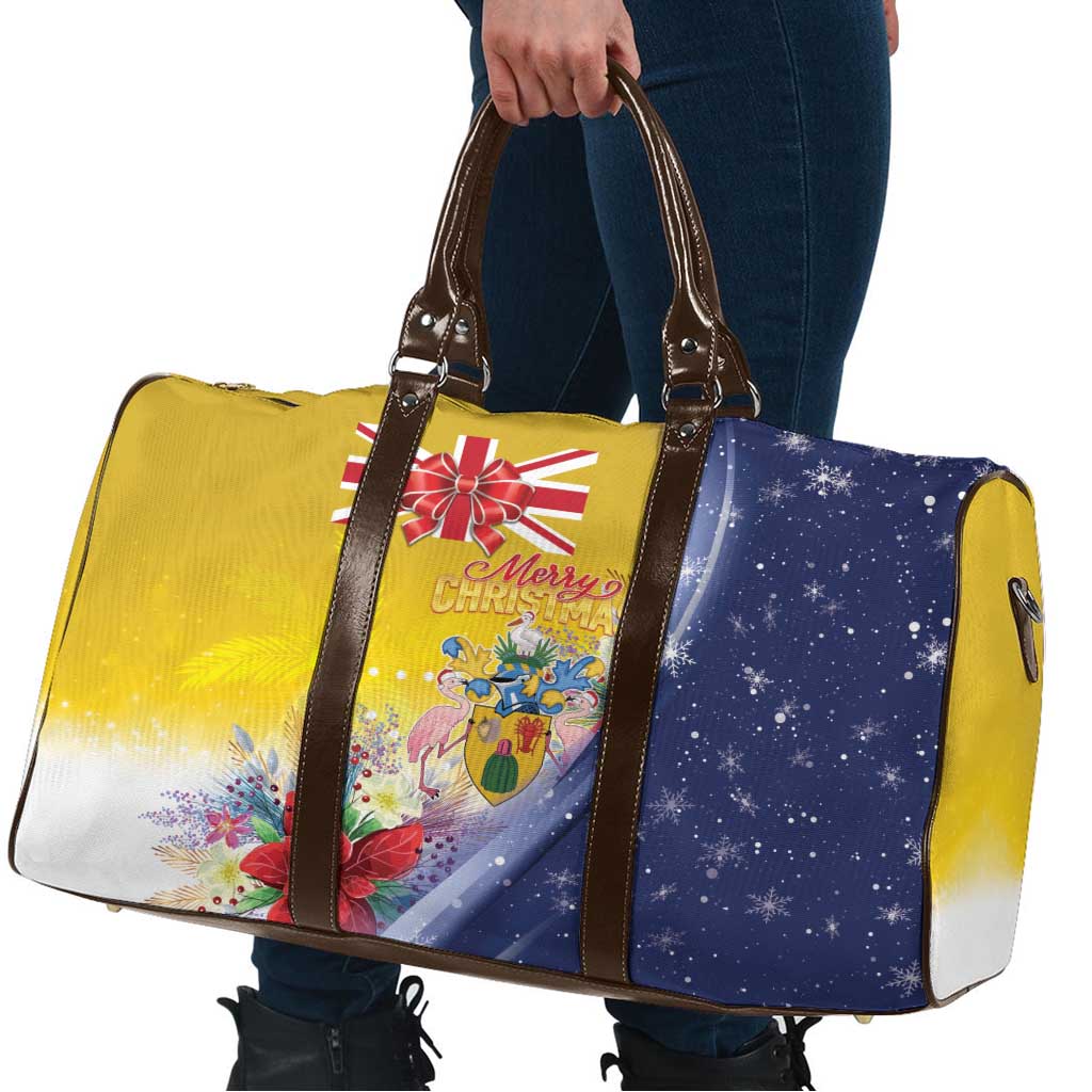 Turks And Caicos Islands Christmas Travel Bag Coquette Bow With Coat Of Arms - Wonder Print Shop
