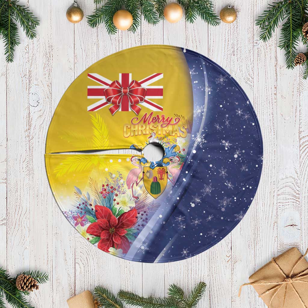 Turks And Caicos Islands Christmas Tree Skirt Coquette Bow With Coat Of Arms - Wonder Print Shop