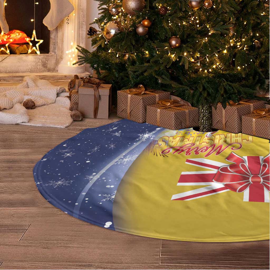 Turks And Caicos Islands Christmas Tree Skirt Coquette Bow With Coat Of Arms - Wonder Print Shop